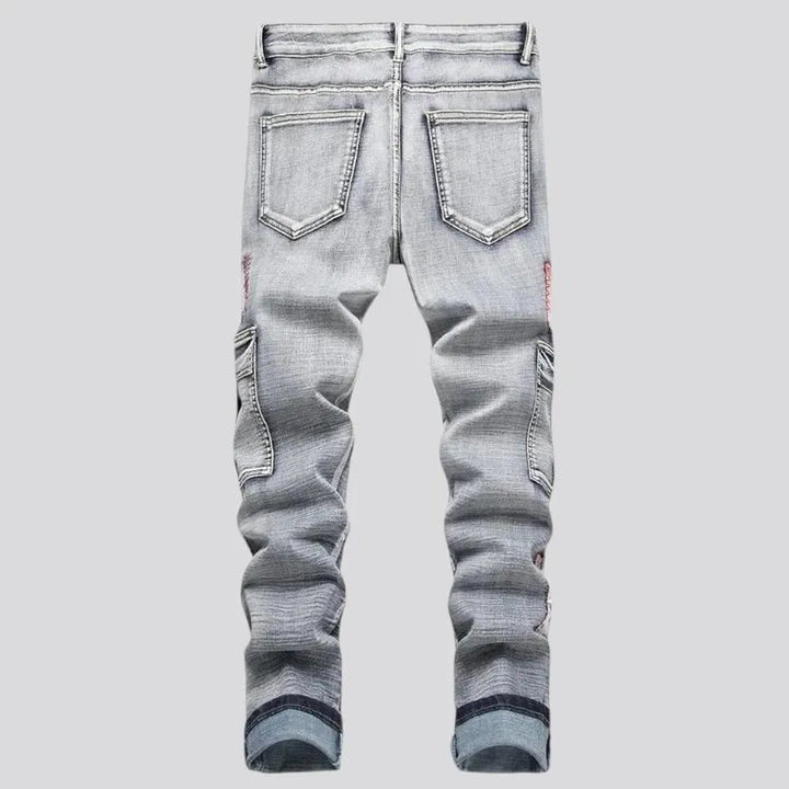 Vintage multi-pocket cargo men's jeans