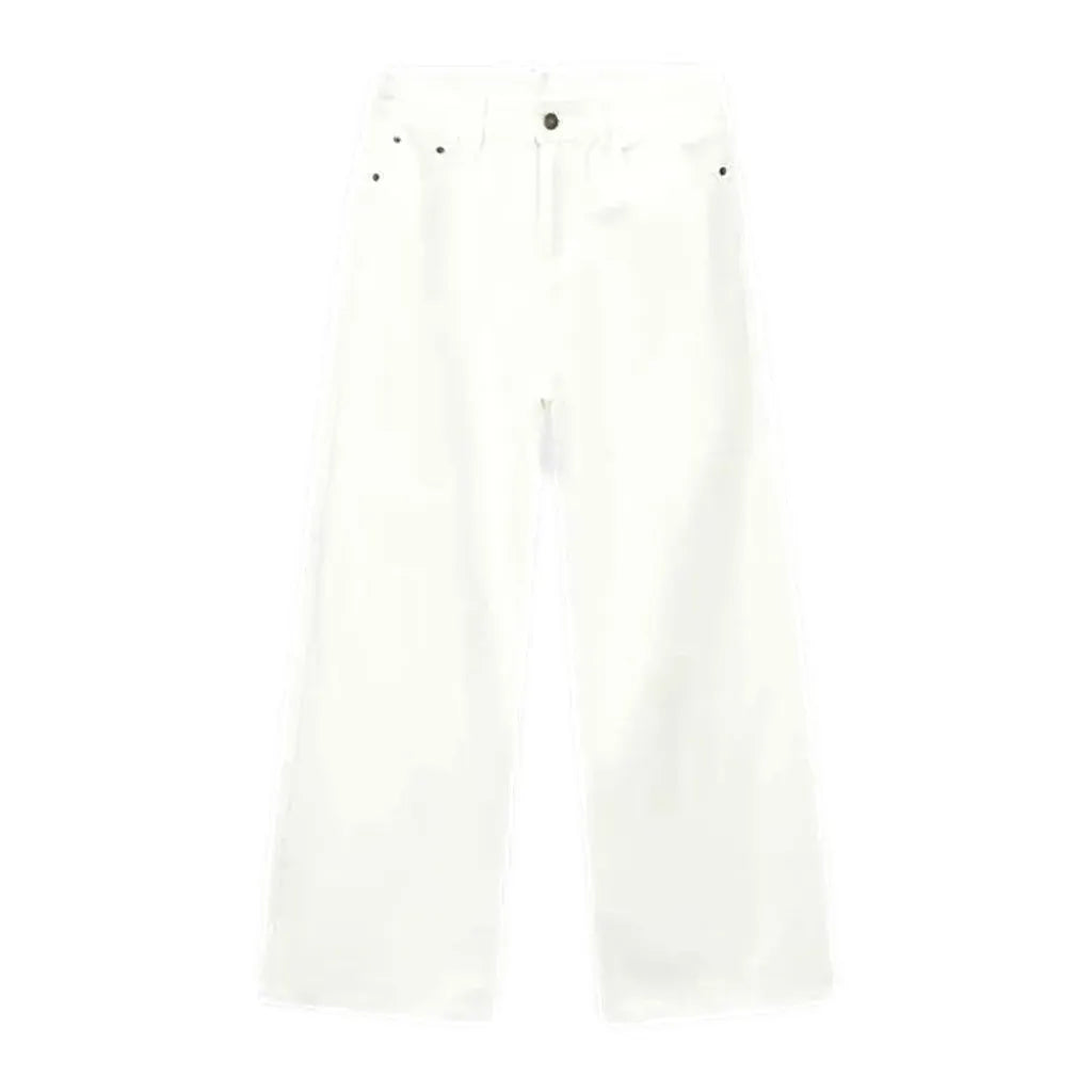 Y2k Patterned Stylish Jeans for Men - White