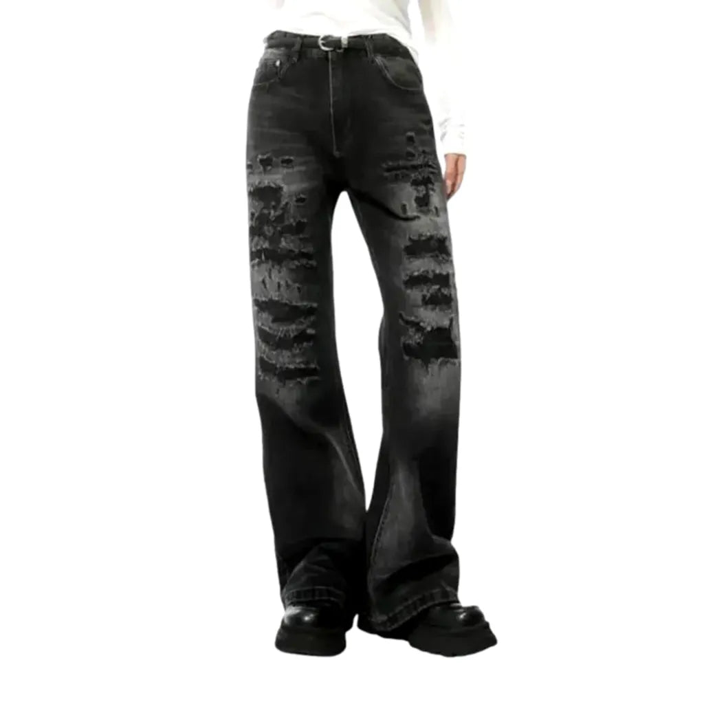 Mid-waist Wide Fit Men's Jeans - Black