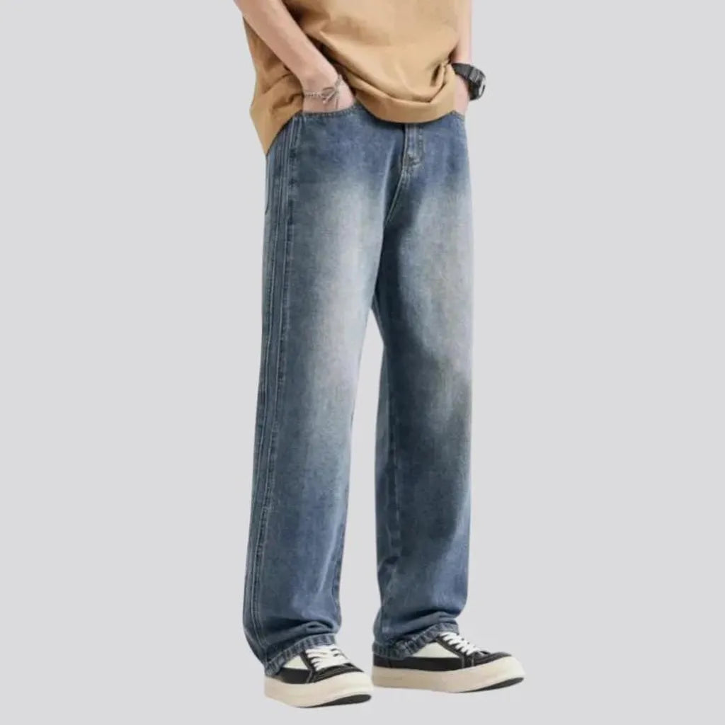 Sanded medium pattern retro men's jeans