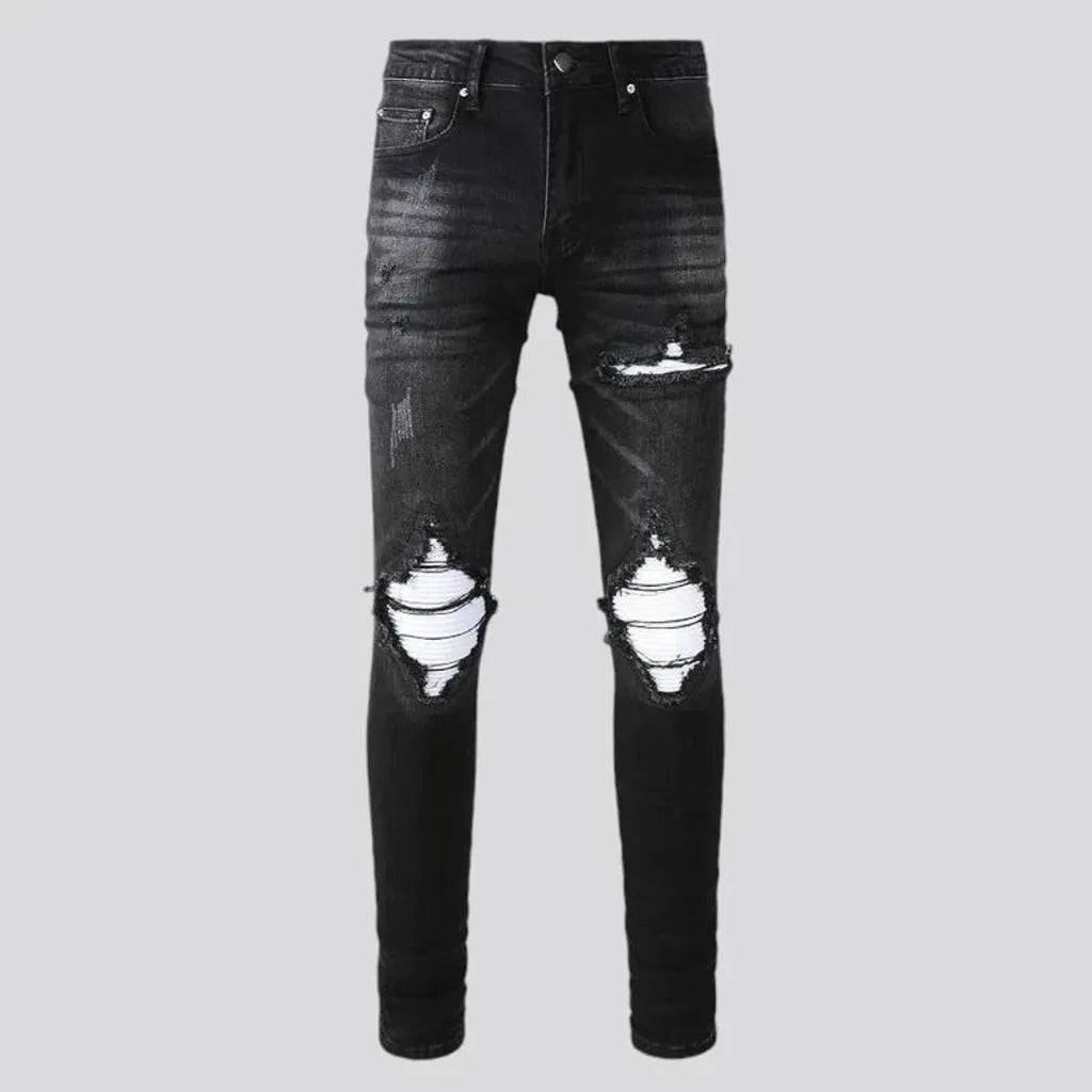 Skinny fit distressed vintage men's jeans