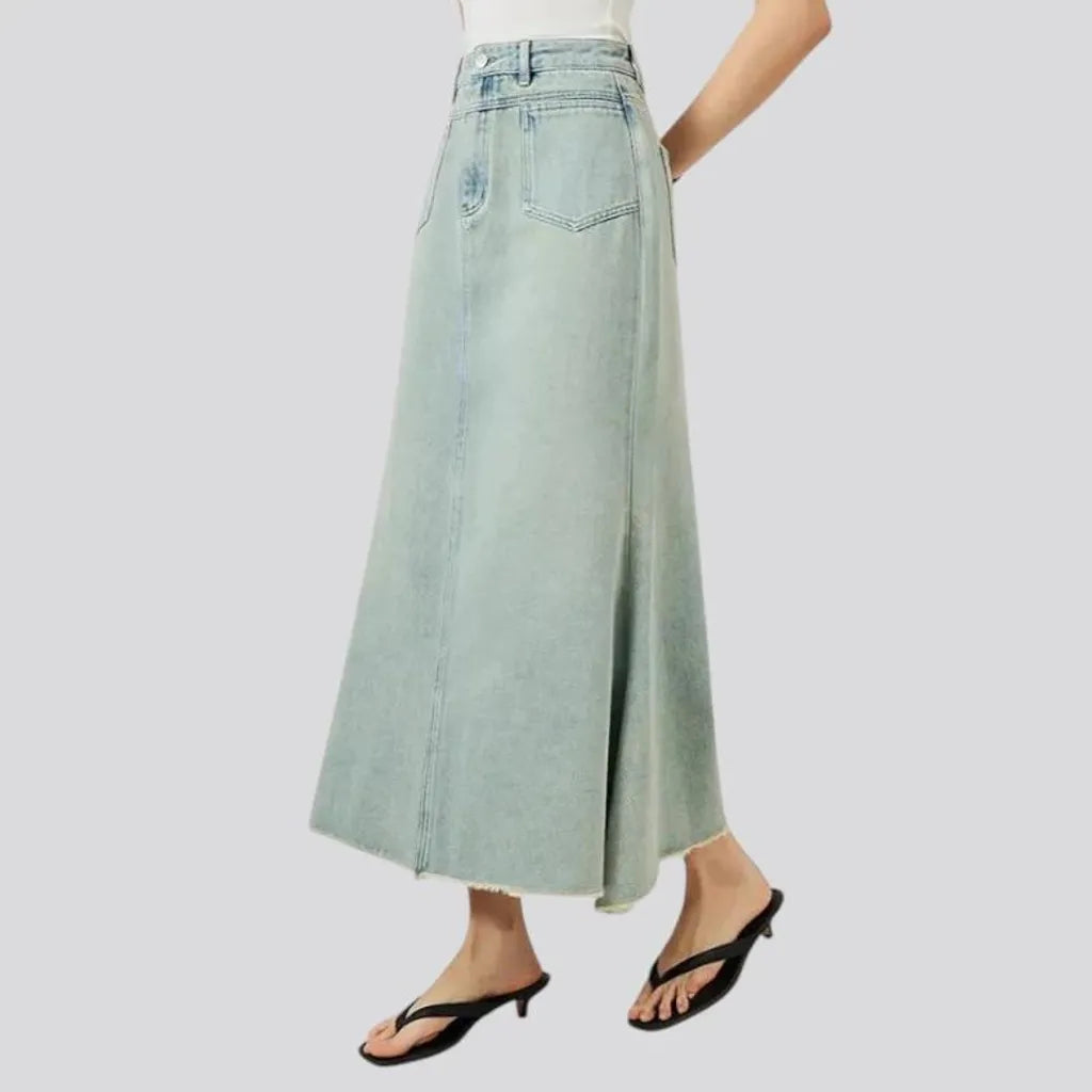 High-rise casual jean skirt