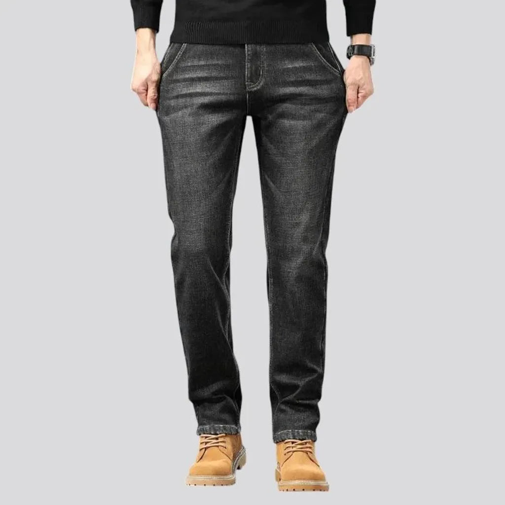 Stretchable abraded retro men's jeans