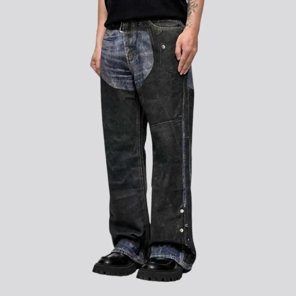 Color-blocked bootcut men's jeans