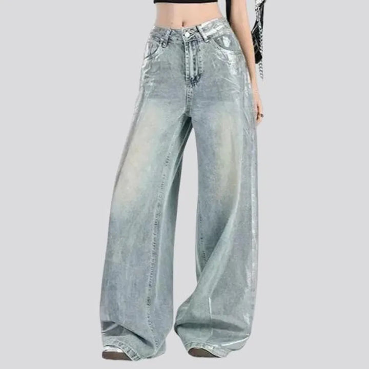 Boho style light women's jeans