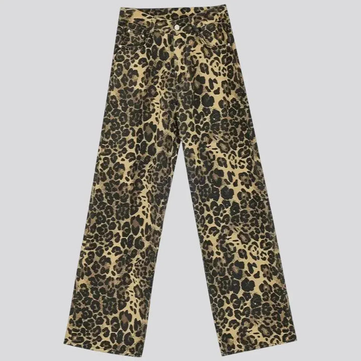 Boho style leopard women's jean pants