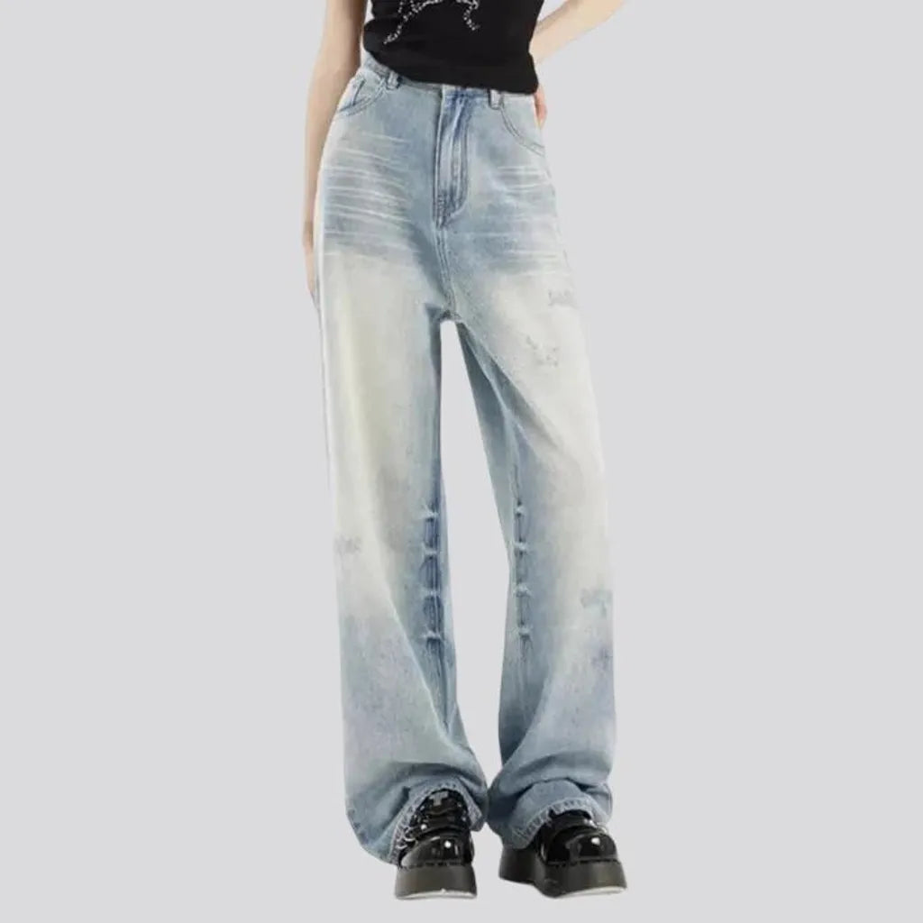 Vintage light wash baggy women's jeans