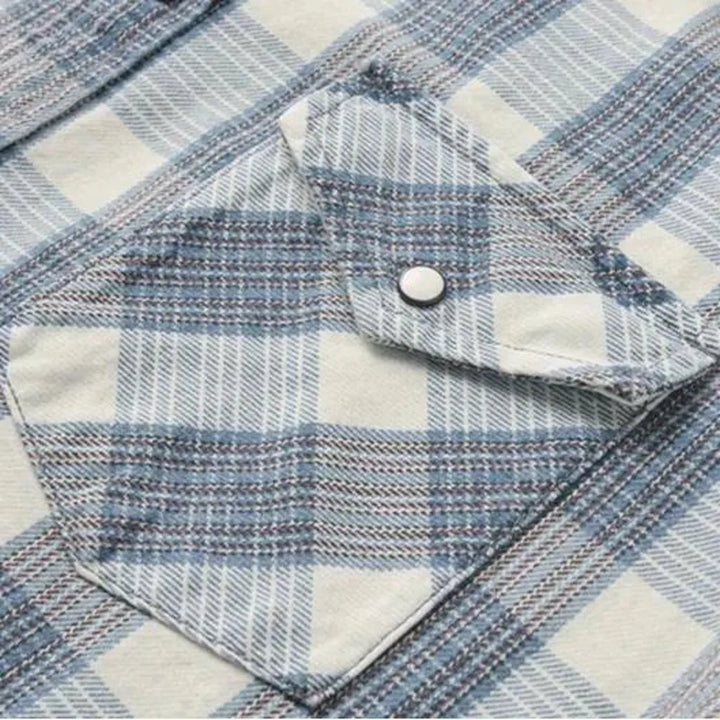 Casual checkered soft men's jean shirt