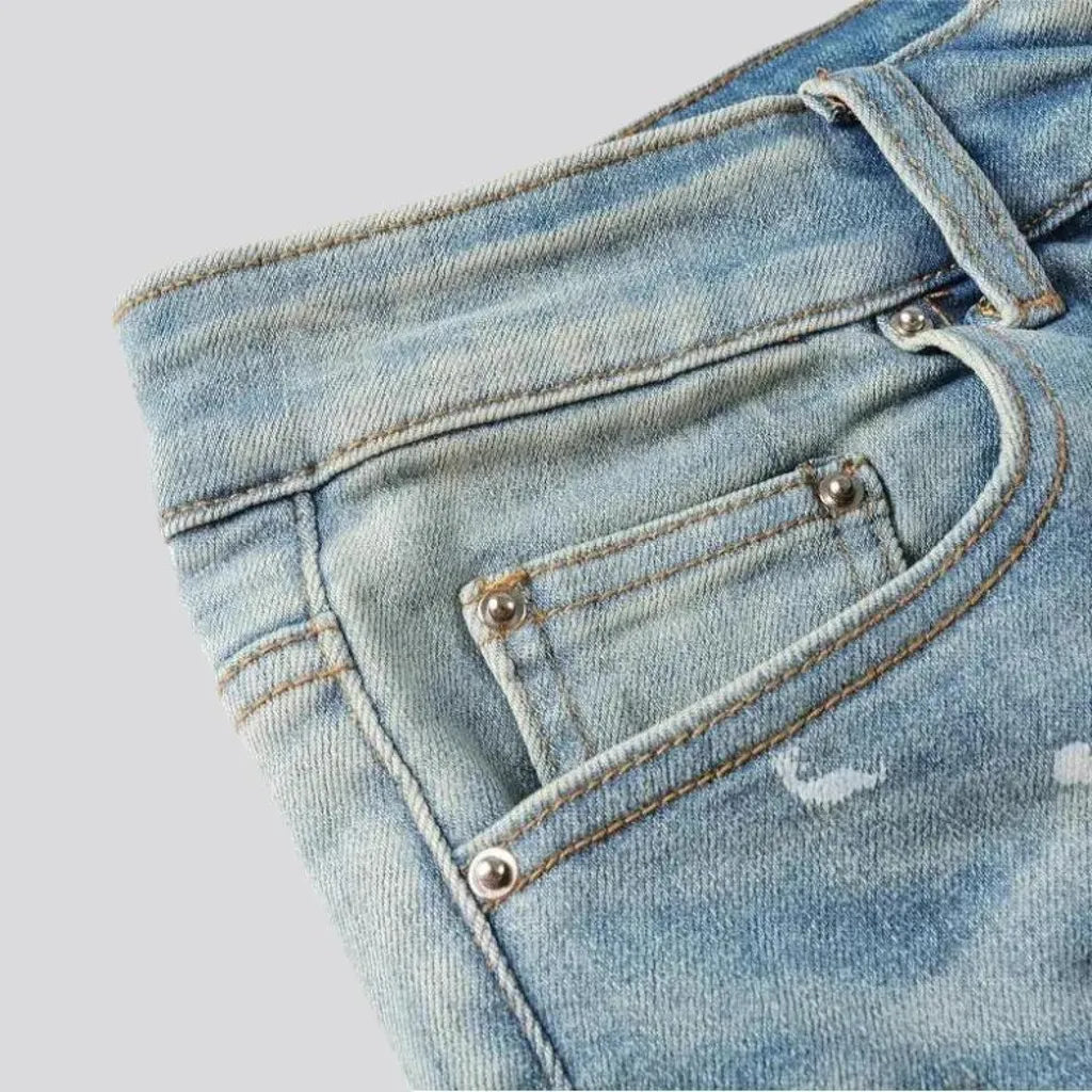 Grunge men's sanded jeans