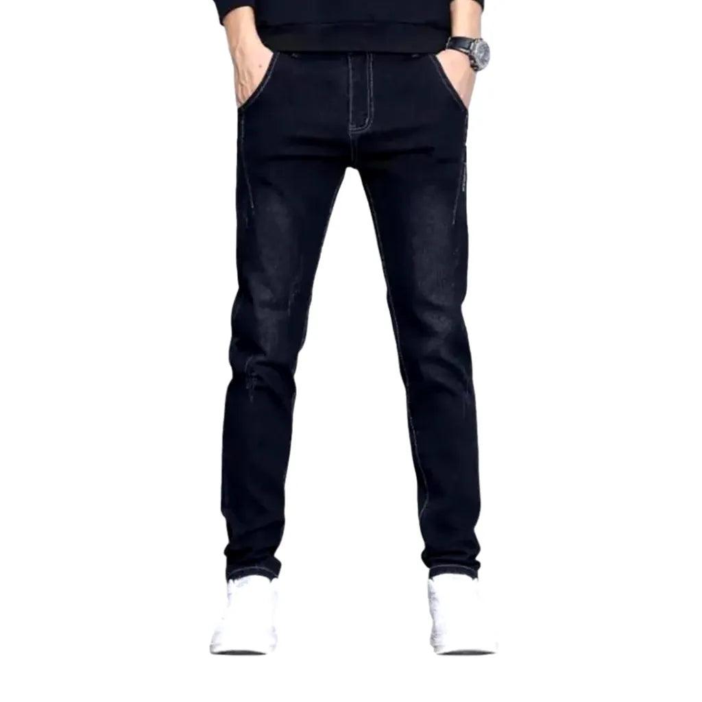 Slim Fit Dark Jeans for Men - Black