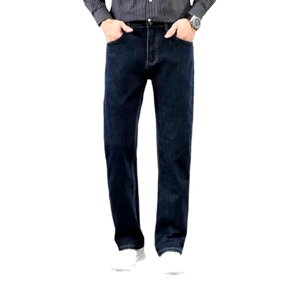 Stretchable High Rise Men's Jeans - Dark Blue