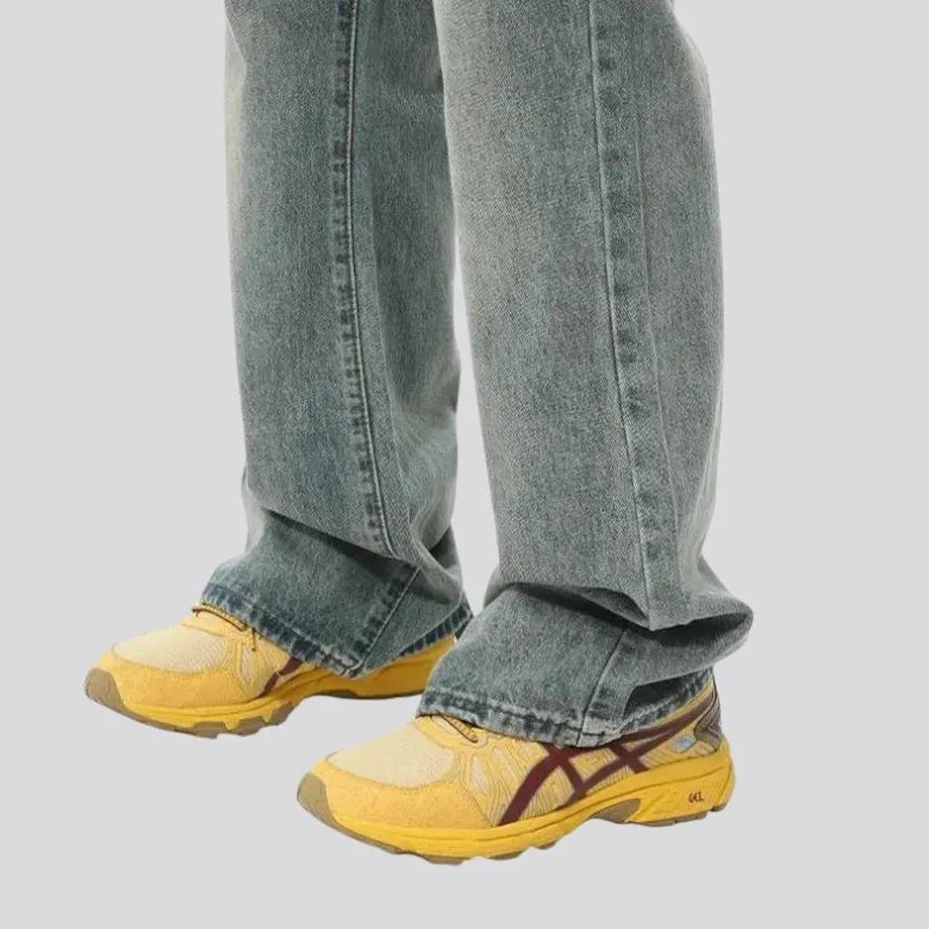 90s fashion roomy sanded men's jeans