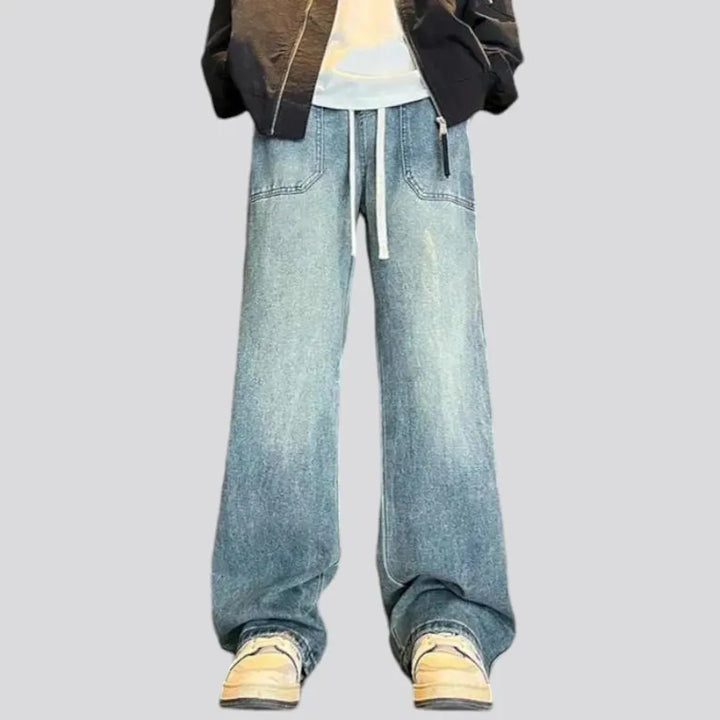 Faded vintage baggy men's jeans joggers