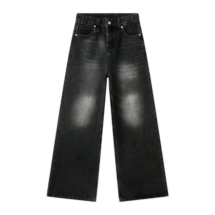 Retro Stonewashed Style Men's Jeans - Black