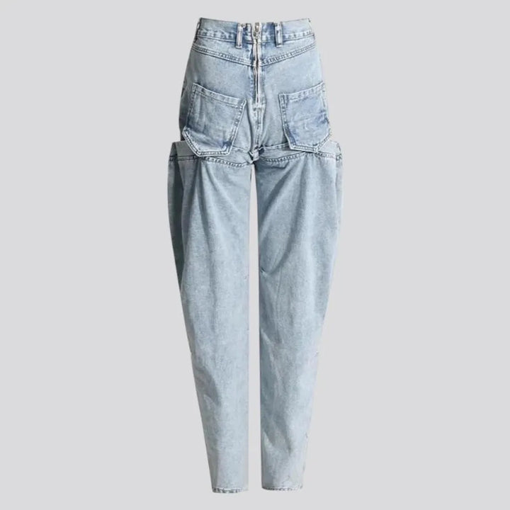 Boho style roomy fit high-waist women's jeans