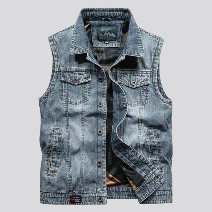 Vintage casual men's denim vest