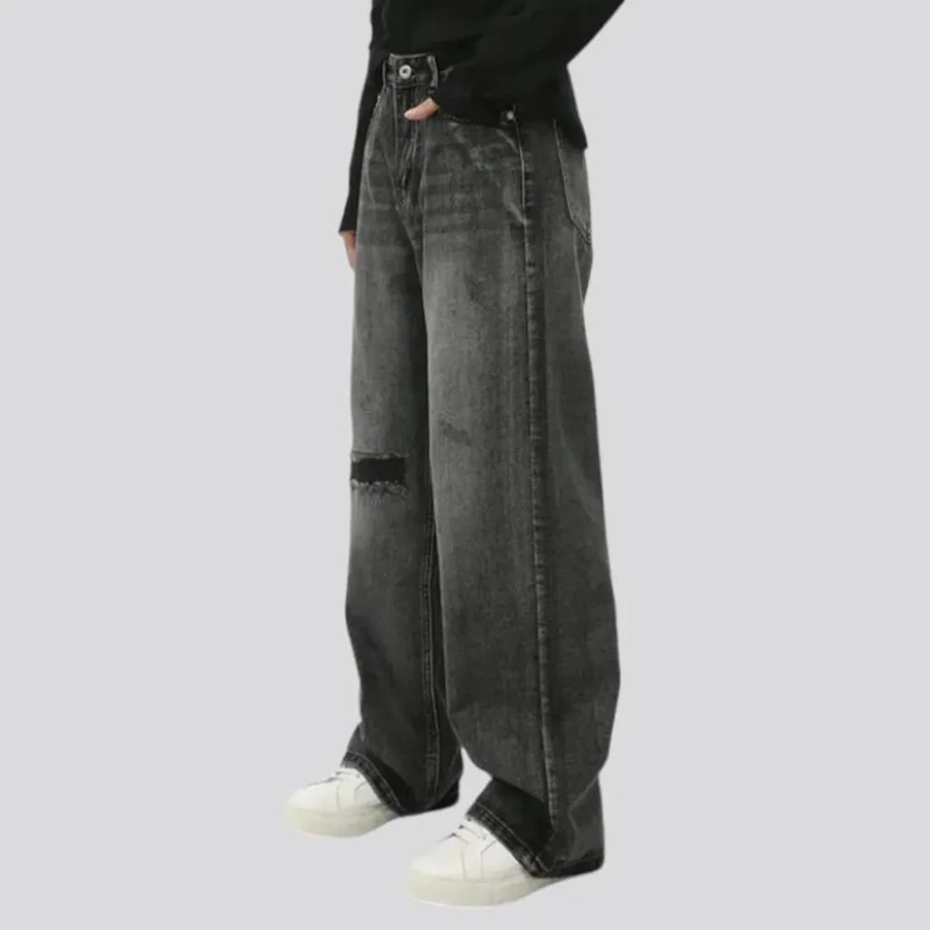 Grunge style baggy fit men's jeans