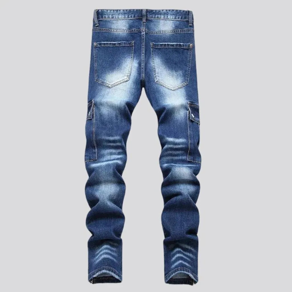 Skinny fit with cargo pockets men's jeans