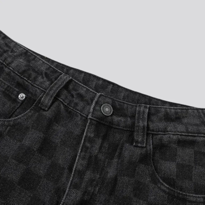 Boho fashion baggy checkerboard men's jeans