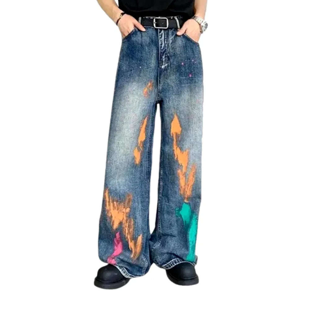 Baggy Fit Vintage Boho Men's Jeans - Blue