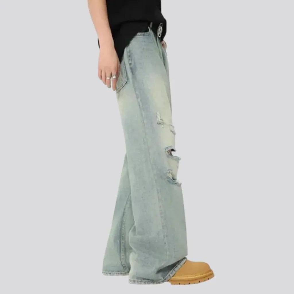 Washed out distressed jeans for men