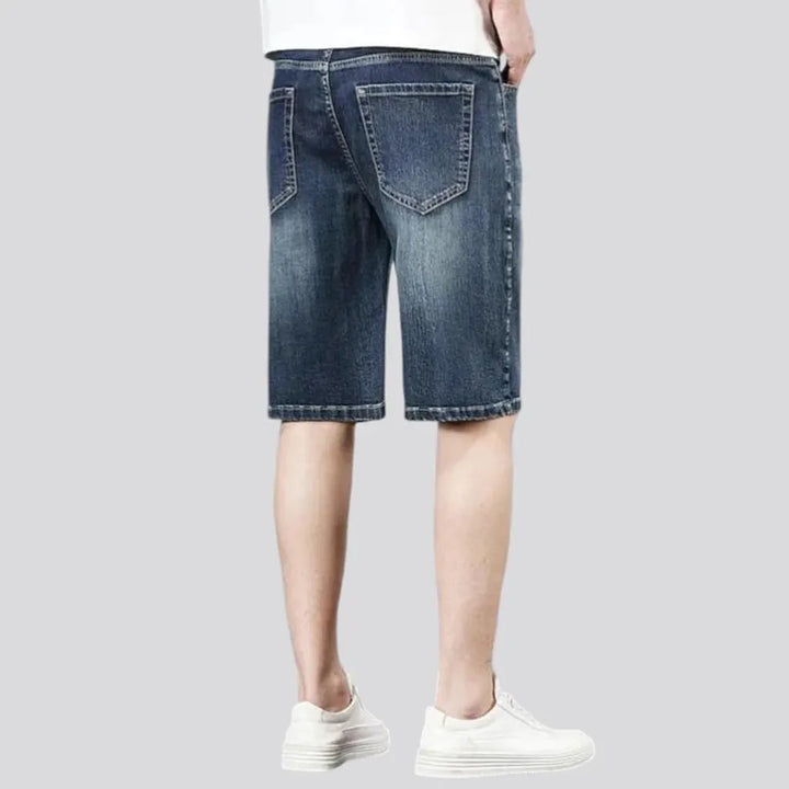 Sanded light wash stylish men's denim shorts