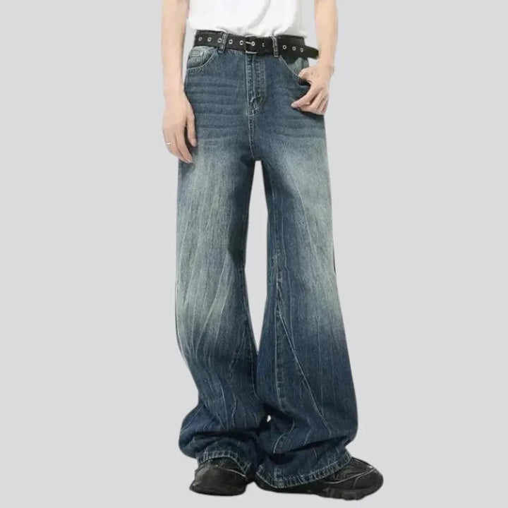 Stonewashed wide fit 90s men's jeans