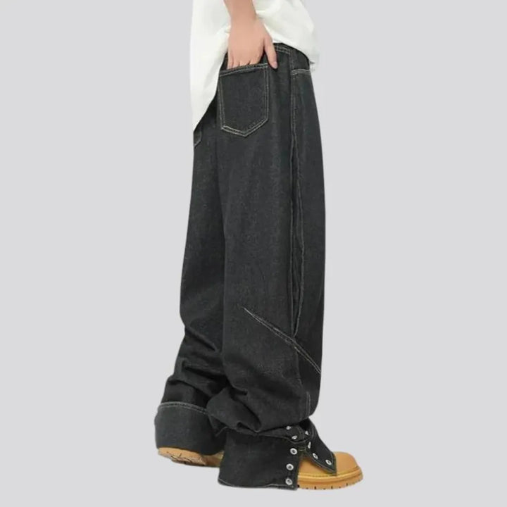 Stylish baggy fit monochrome men's jeans