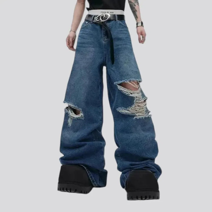 Distressed vintage flared men's jeans