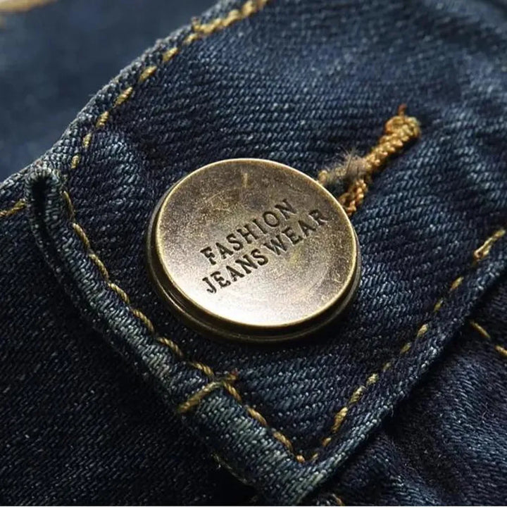 Mid-waist men's dark-wash jeans