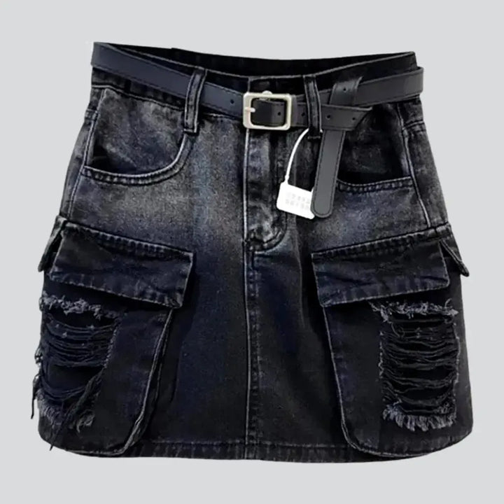 Distressed contrast denim skort
 for women | Jeans4you.shop