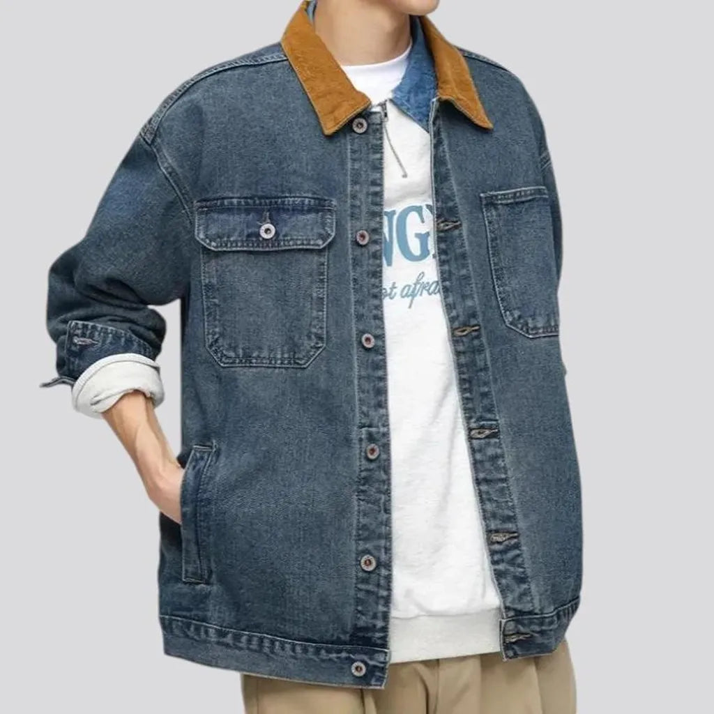 Retro fit denim jacket for men