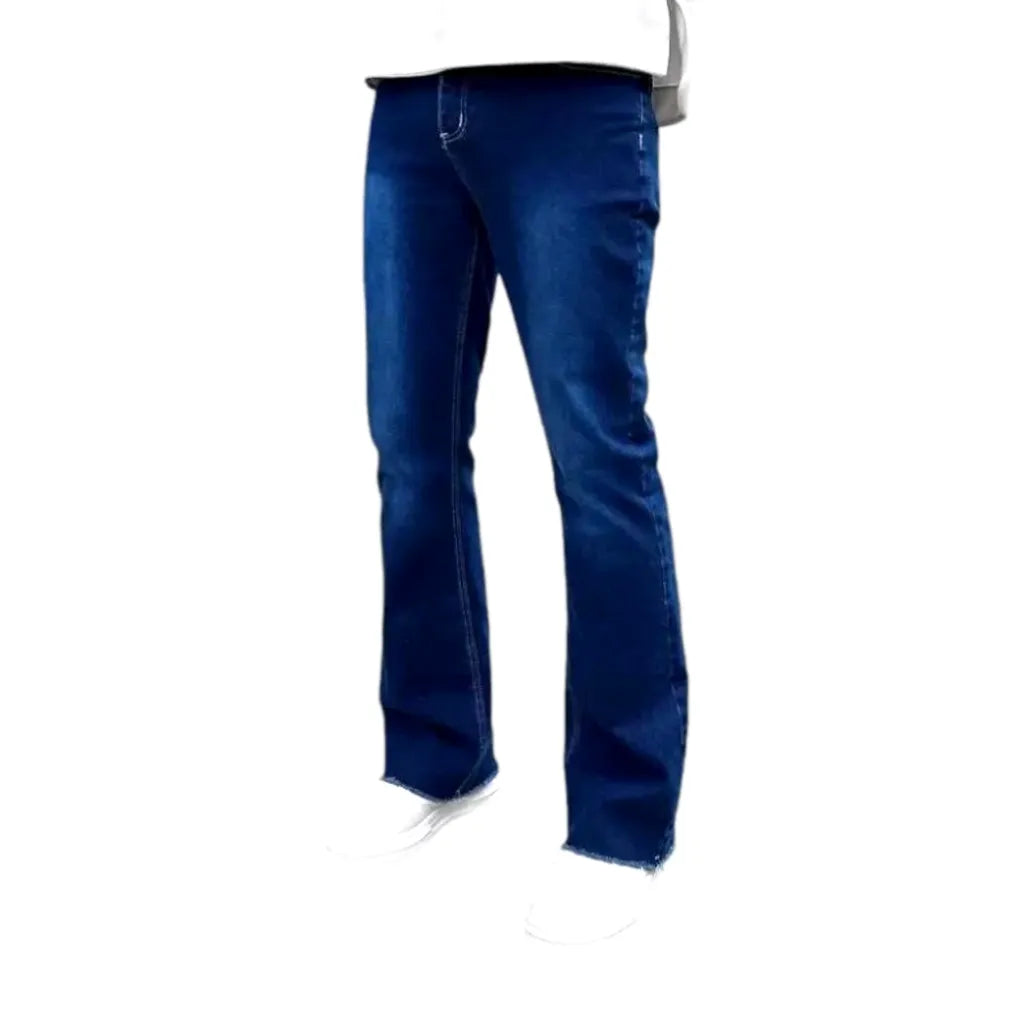 Mid Rise Sanded Men's Jeans - Blue