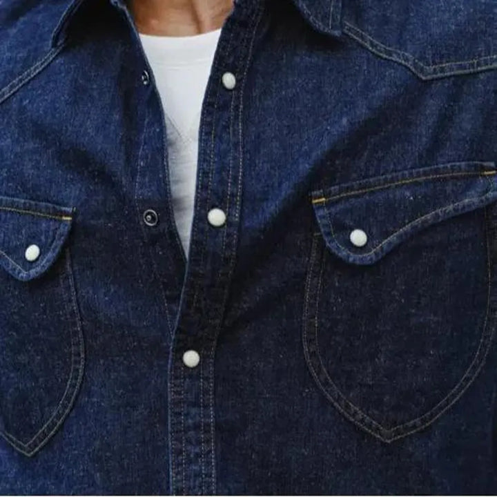 Medium wash western labor men's denim shirt