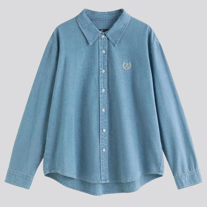 Light logo chambray women's denim shirt