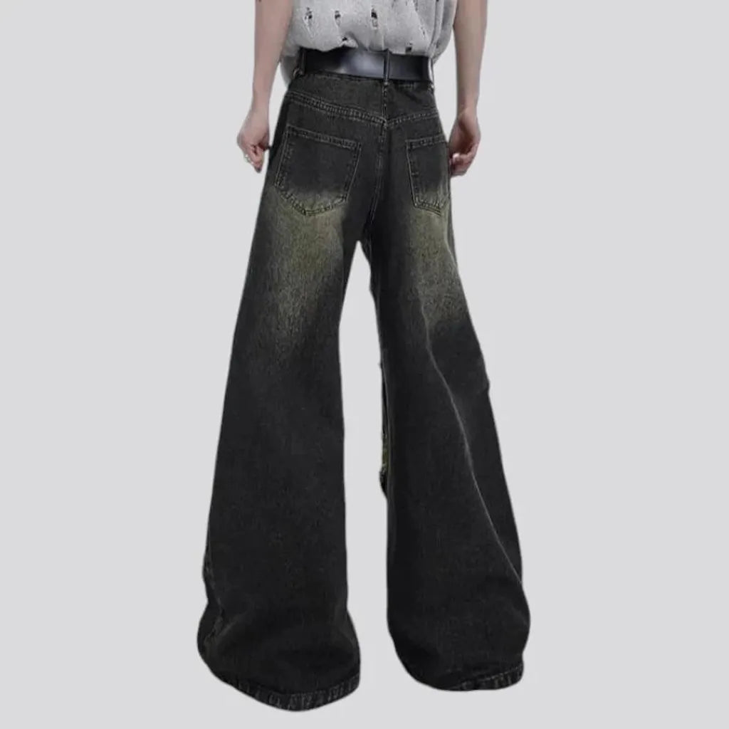 Boho grunge distressed men's jeans