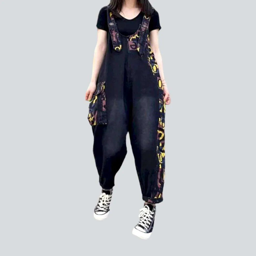 Baggy painted women's jean overall