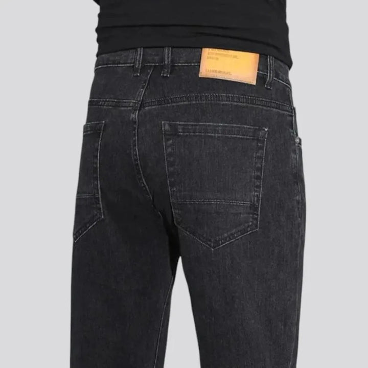 Flexible elastic straight-cut men's jeans