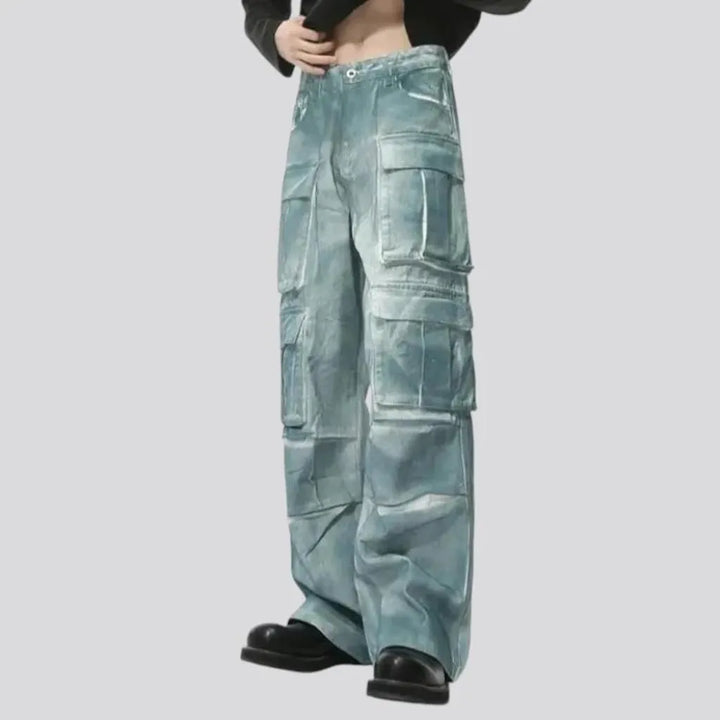 Mid-rise baggy boho men's denim pants