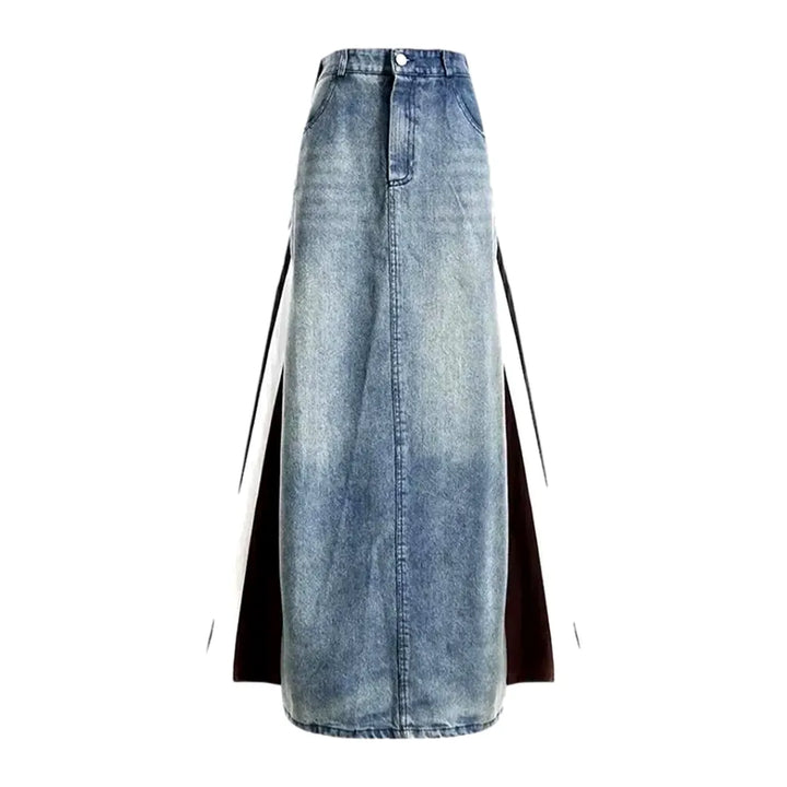 Light Mixed High Rise Jeans Skirt - Light Blue