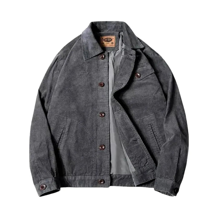 Classic Tone Regular Fit Men's Corduroy Coat - Grey