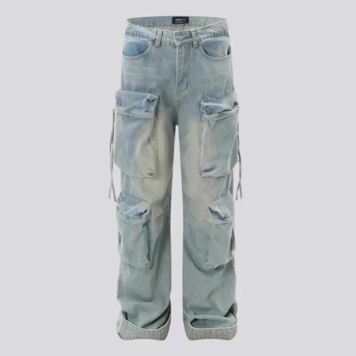 Vintage light wash cargo men's jeans