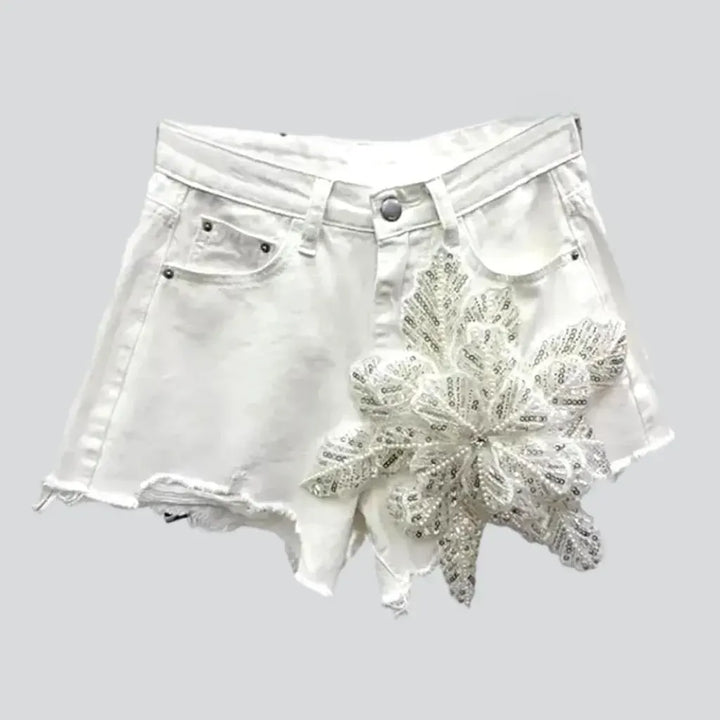 Distressed embellished jeans shorts
 for women | Jeans4you.shop