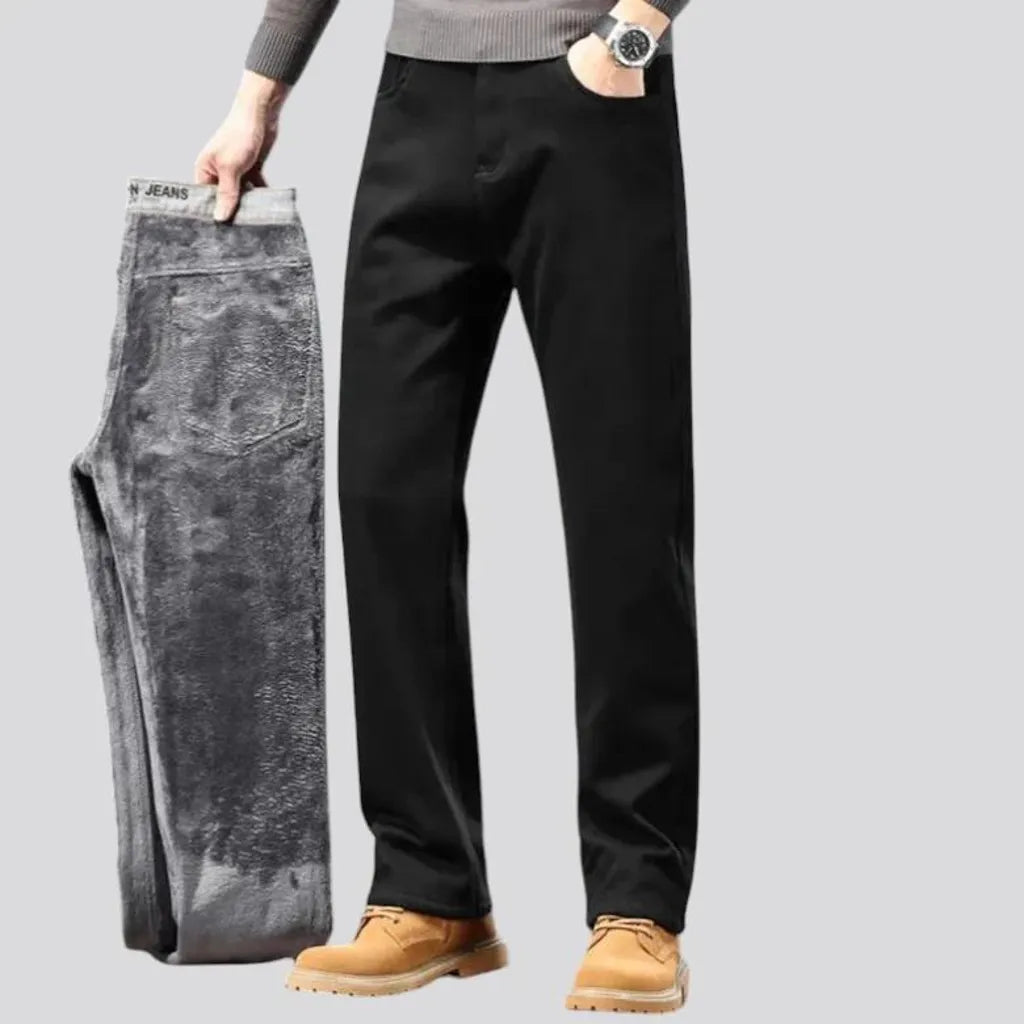 Classic single color mid-rise men's jeans