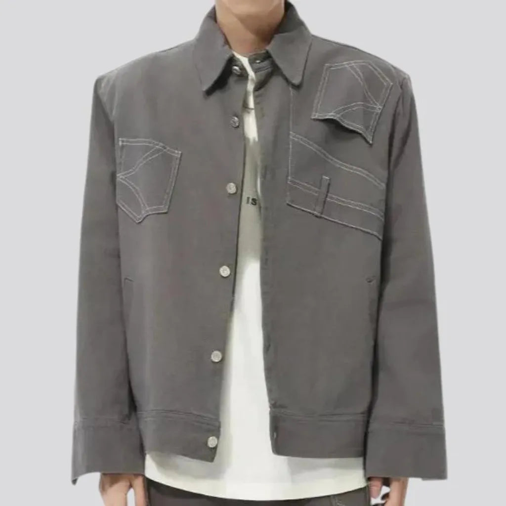 Fashionable oversized boho men's jean jacket