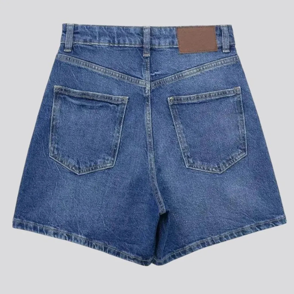 Casual fit high waist women's jeans shorts