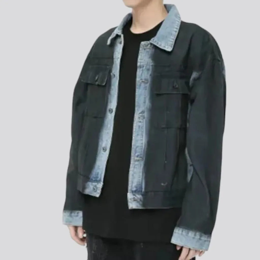 Black y2k men's denim jacket