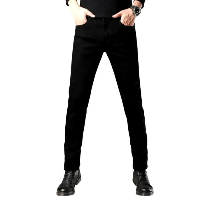 Monochrome Slim Fit Stretchable Men's Jeans - Black