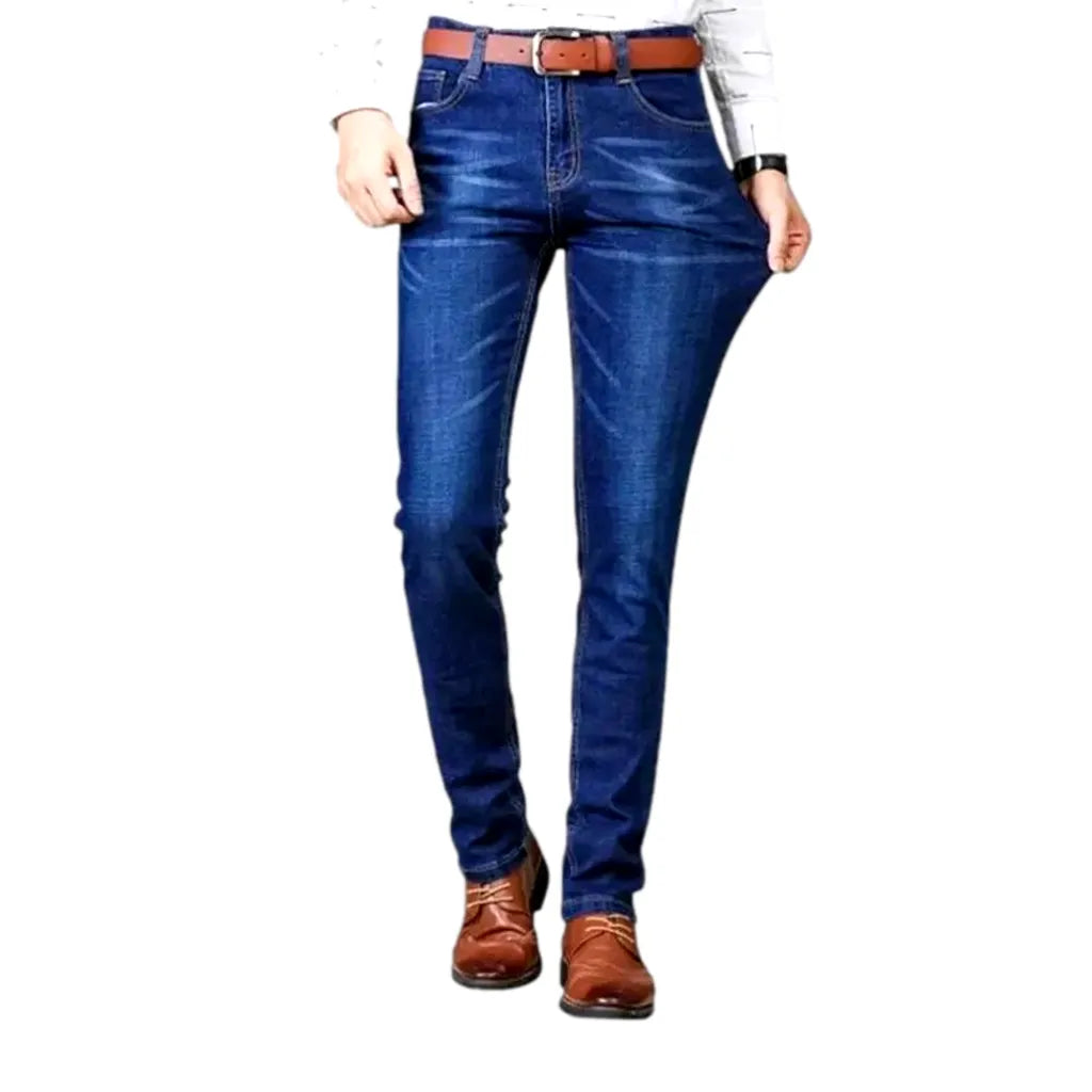 Stretchable Mid-rise Men's Jeans - Blue