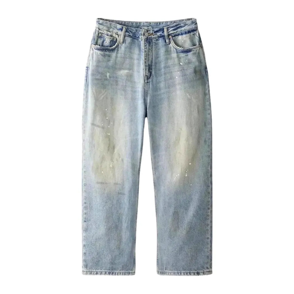 Vintage Light Wash Baggy Men's Jeans - Light Blue